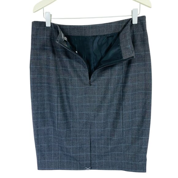 nwt  pencil Skirt Multi-Gray, teal navy plaid pattern women size 10 MEXX - Picture 4 of 11